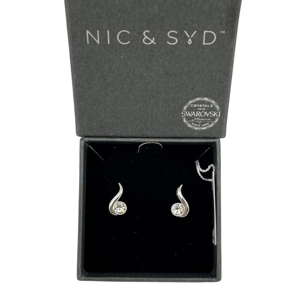 Nic & Syd Silver tone Earrings with Swarovski Crystals Nwt